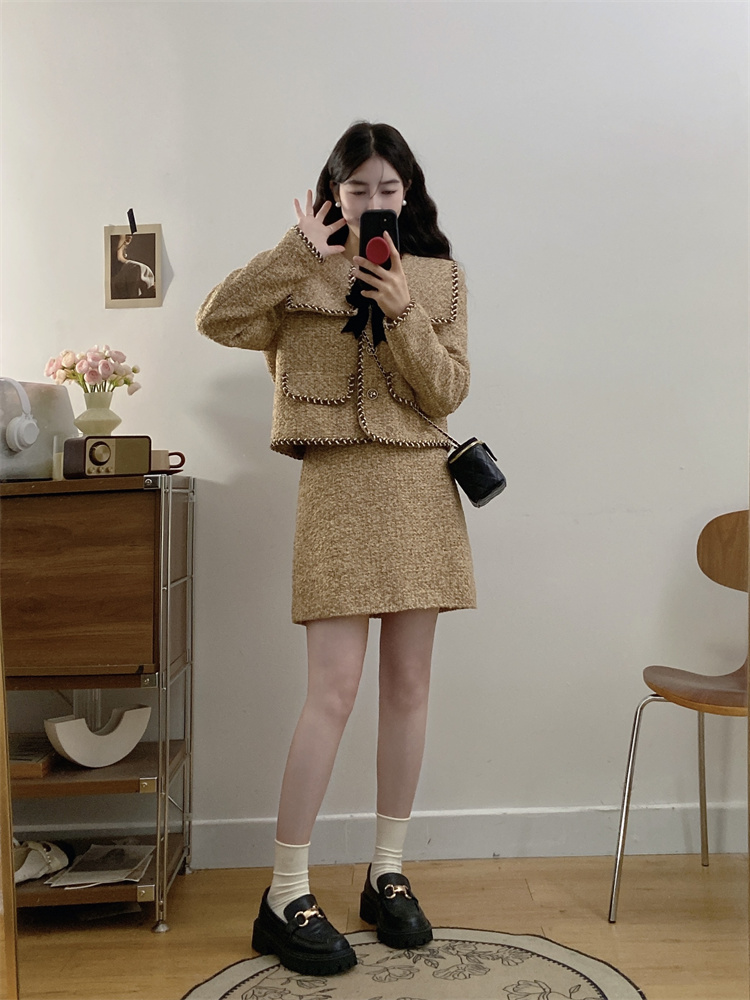 Gingerbread Khaki Festive Bow Detail Women's Fashion Set
