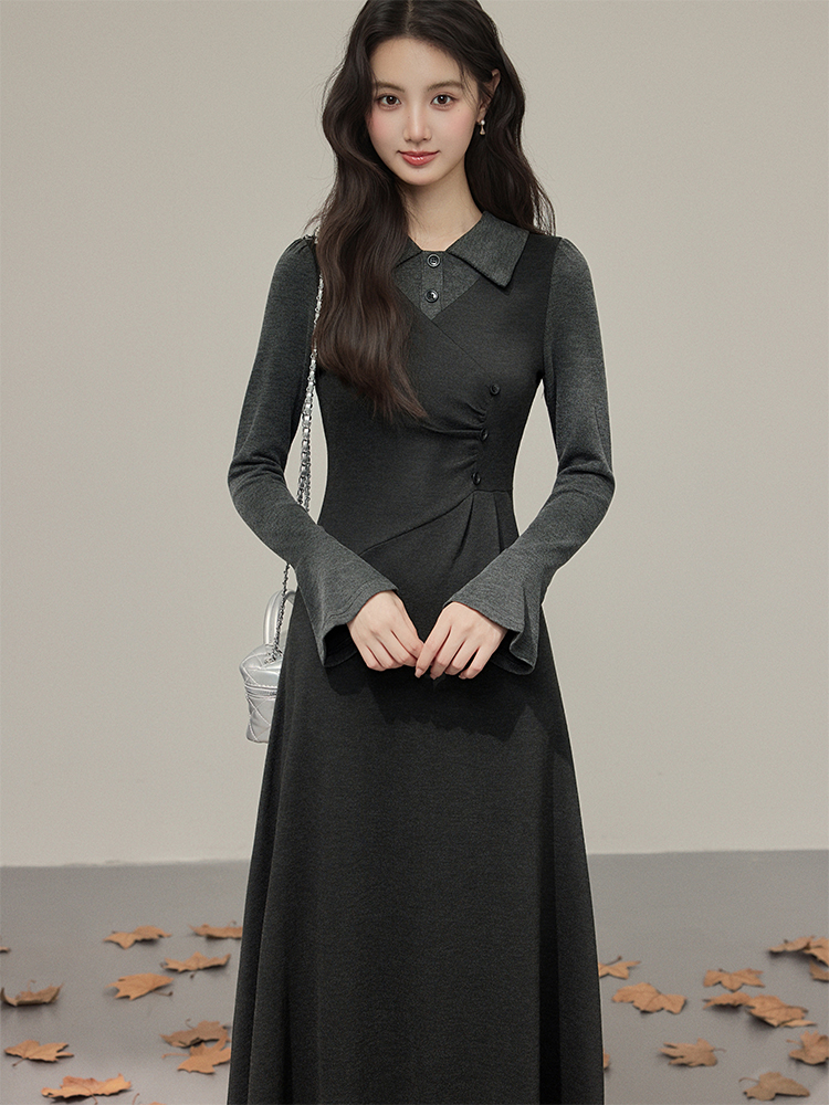 French Retro Knit Dress with High-End Feel for Women Autumn Winter New Cold Style Unique Chic Dress - Style 674251