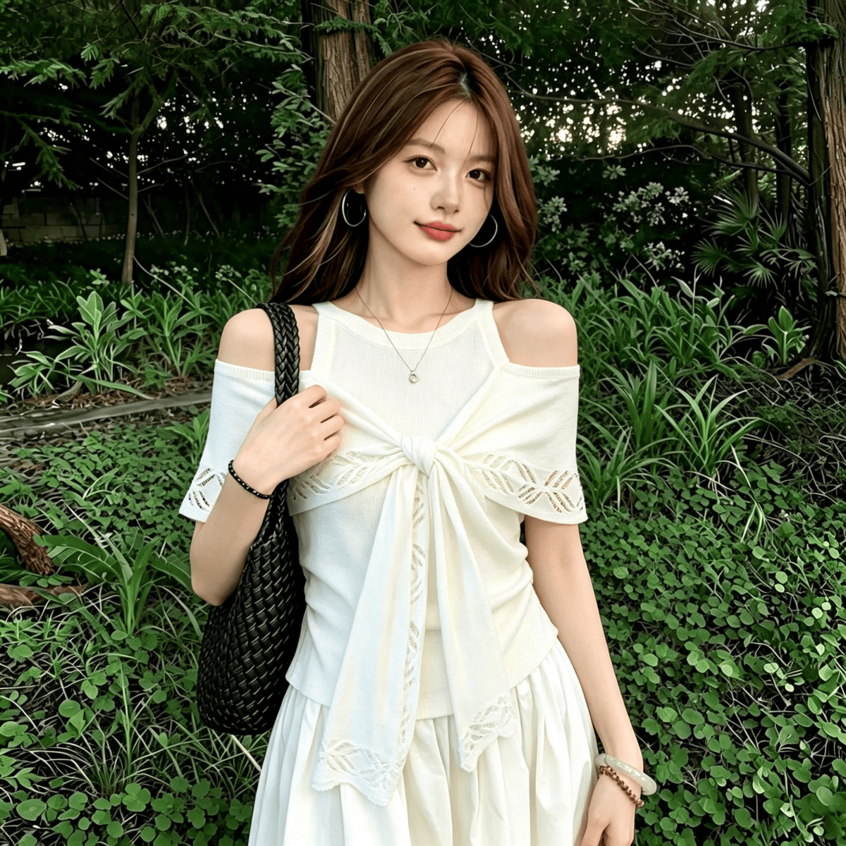 Korean Style Two-Piece Knit Cami and Shawl Set for Women Summer 2026 Slimming Fit - Style f5698d