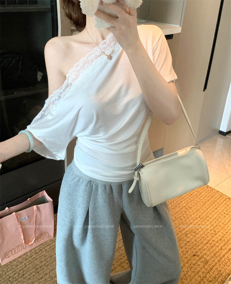 Women's Off-Shoulder Loose T-Shirt Summer Slim Fit Sexy Top - Image 4