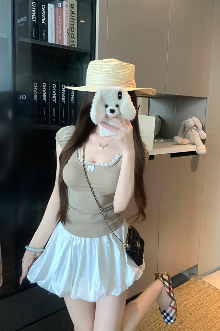 Sweet Lace Trim Bow Short Sleeve Top for Women - Image 5